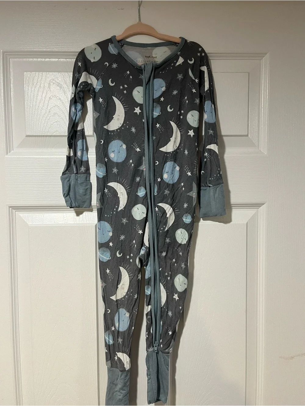 Little Sleepies Blue to the moon and back Zippy Bamboo Pajamas 12-18m